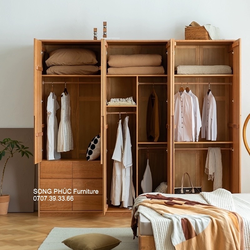 Tủ Quần Áo Gỗ Tự Nhiên Sang Trọng Cao Cấp SP-501 (3400k/m2)