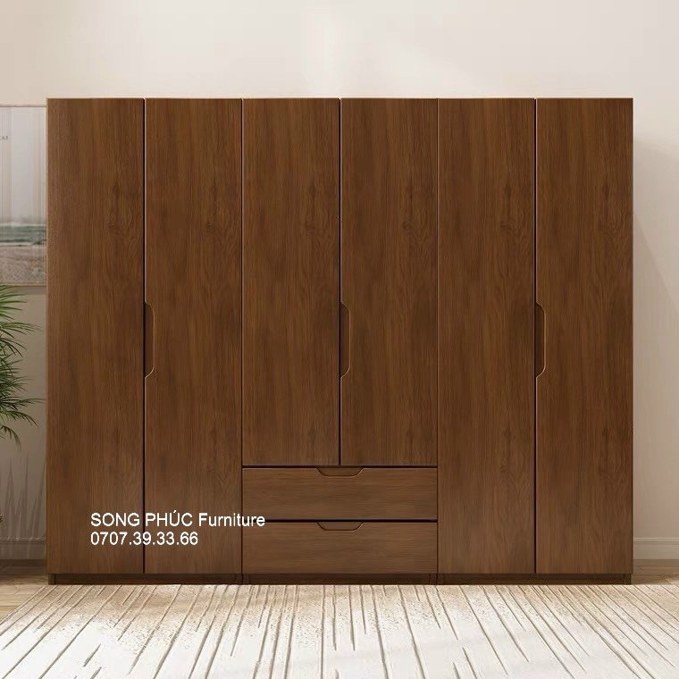 Mẫu Tủ Quần Áo Gỗ Tự Nhiên Đẹp, Đơn Giản, Tiện Dụng SP-502 (3400k/m2)