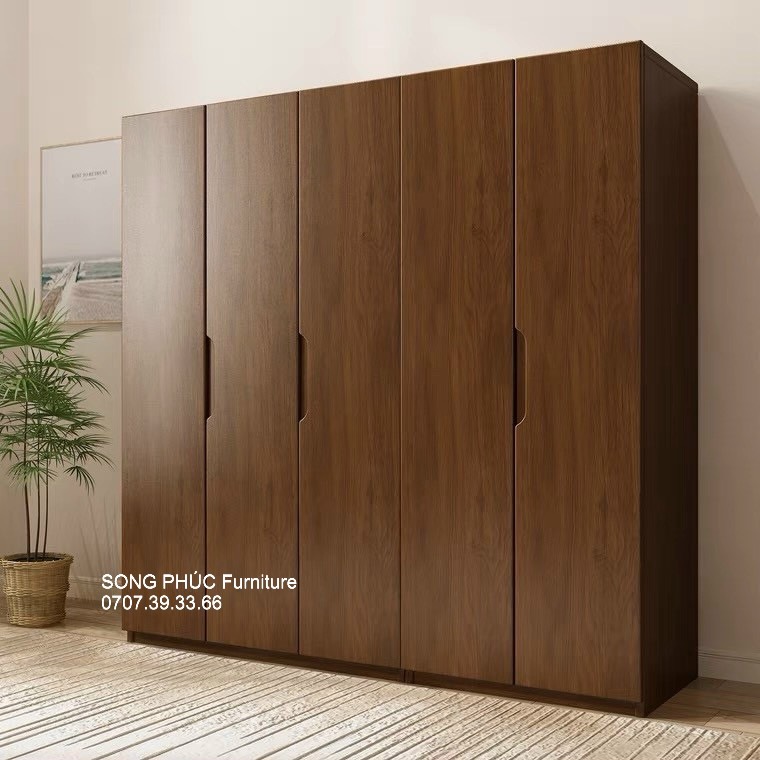 Mẫu Tủ Quần Áo Gỗ Tự Nhiên Đẹp, Đơn Giản, Tiện Dụng SP-502 (3400k/m2)