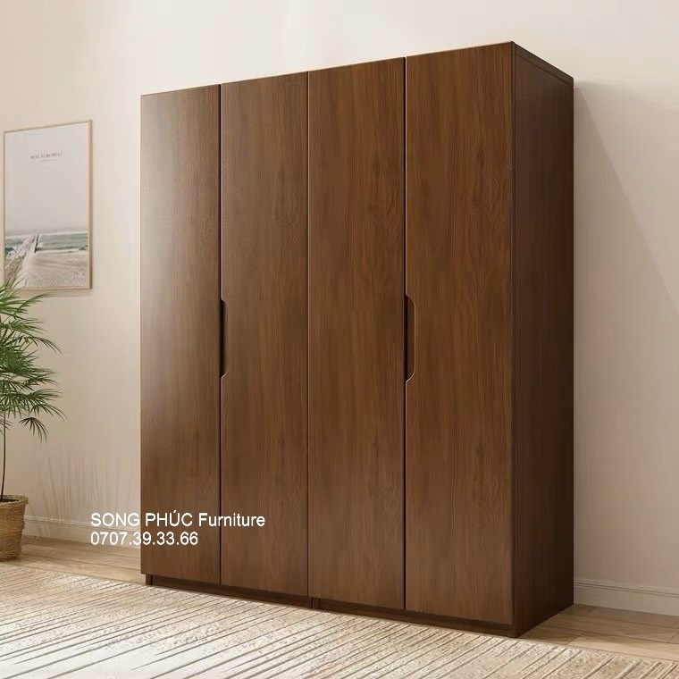 Mẫu Tủ Quần Áo Gỗ Tự Nhiên Đẹp, Đơn Giản, Tiện Dụng SP-502 (3400k/m2)