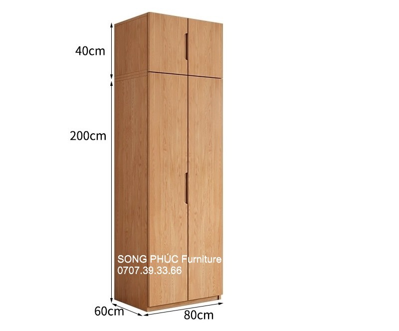 Tủ Quần Áo Gỗ Tự Nhiên Đẹp, Đơn Giản, Thanh Lịch SP-503 (3400k/m2)