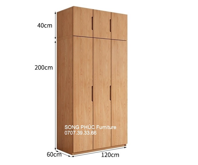 Tủ Quần Áo Gỗ Tự Nhiên Đẹp, Đơn Giản, Thanh Lịch SP-503 (3400k/m2)