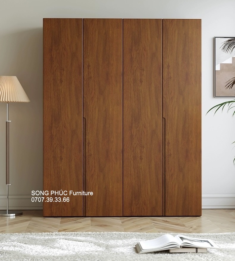 Tủ Đựng Quần Áo Gỗ Tự Nhiên 4 Cánh Giá Rẻ SP-504 (3400k/m2)