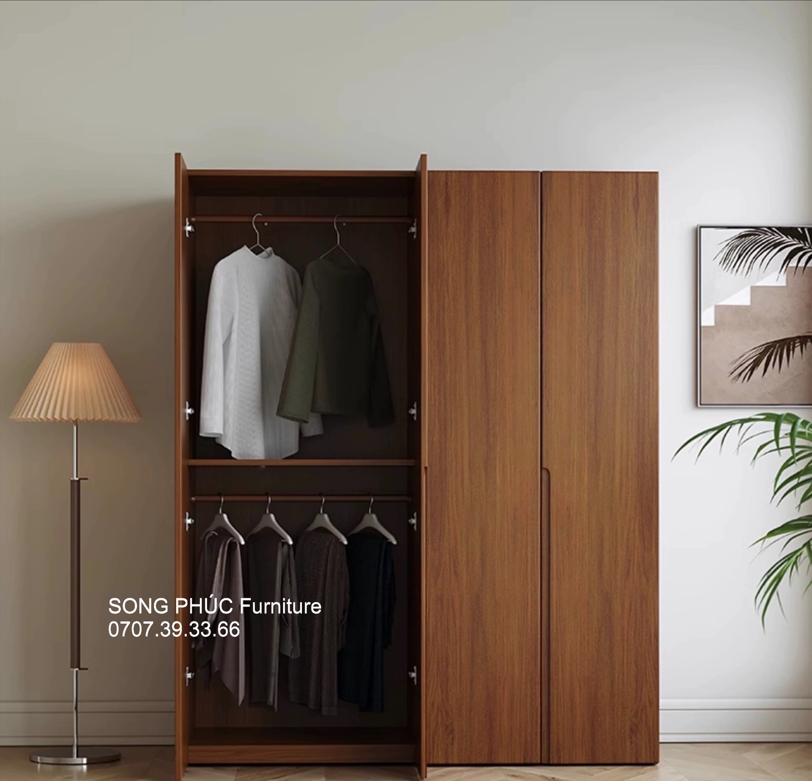 Tủ Đựng Quần Áo Gỗ Tự Nhiên 4 Cánh Giá Rẻ SP-504 (3400k/m2)