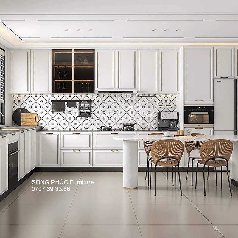 Tủ Bếp Chữ L Kiểu Dáng Sang Trọng SP-703