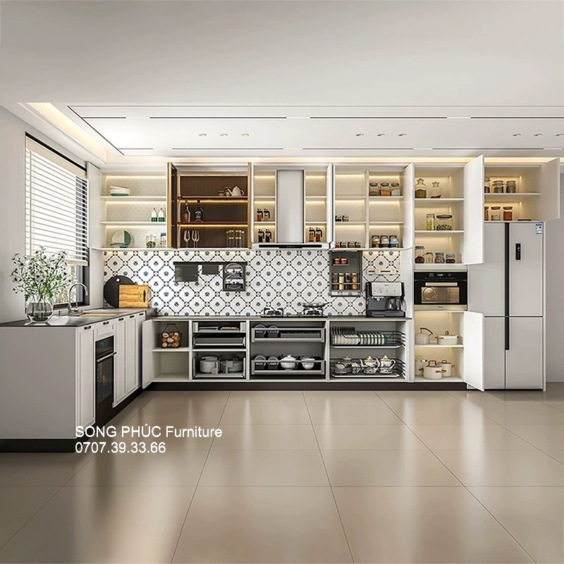 Tủ Bếp Chữ L Kiểu Dáng Sang Trọng SP-703