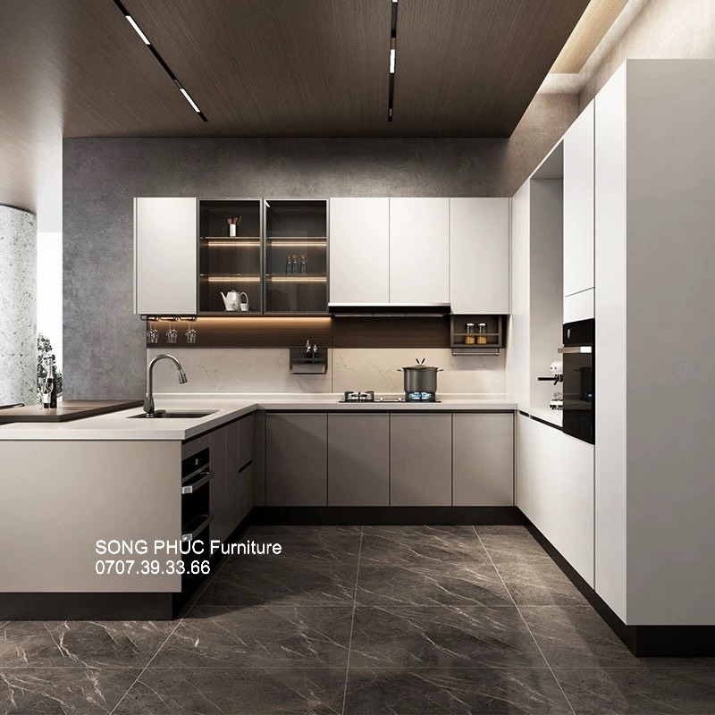 Mẫu Tủ Bếp Gỗ An Cường Hiện Đại, Sang Trọng SP-706