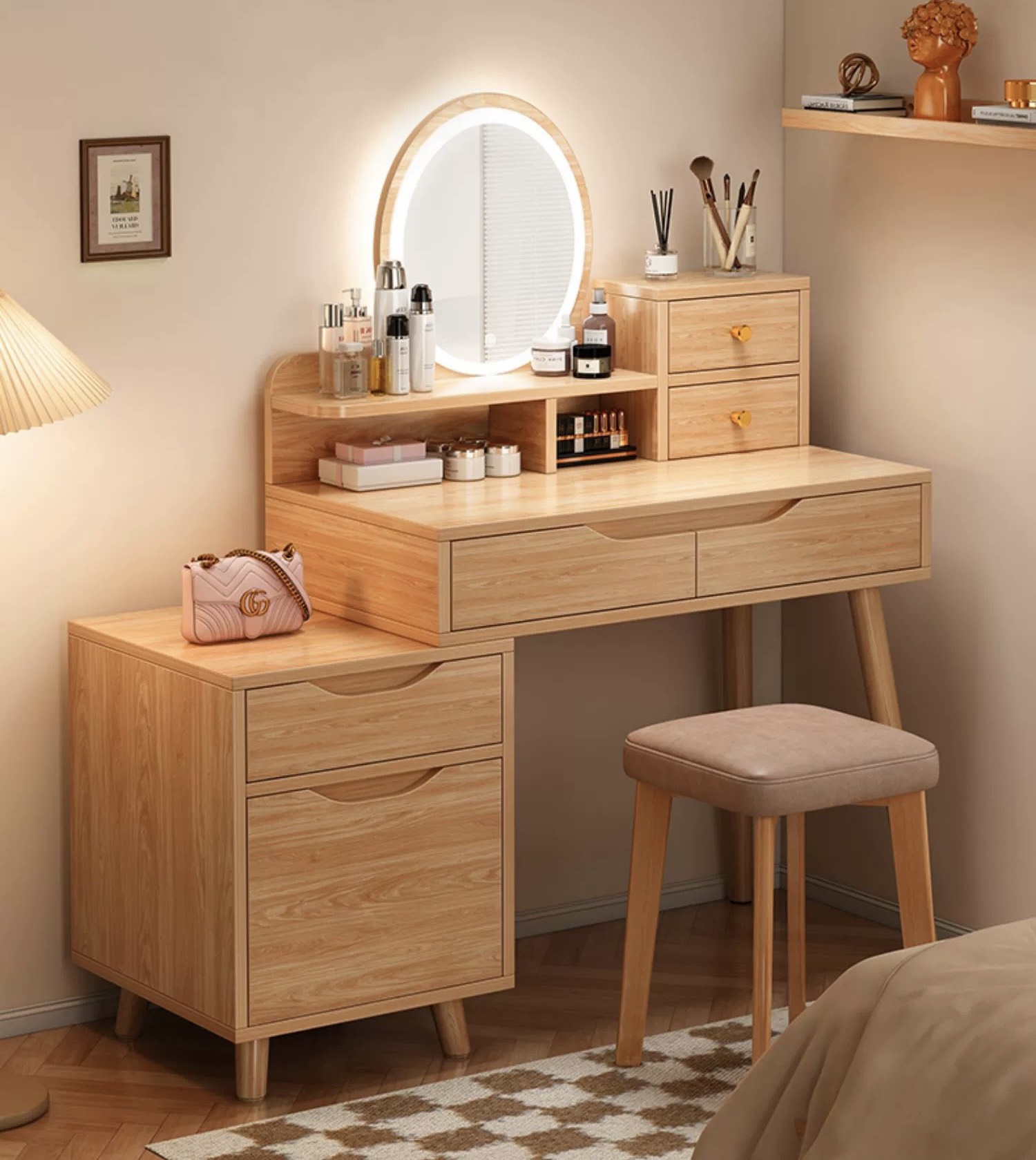 Mẫu Bàn Trang Điểm Gỗ Tự Nhiên Đẹp, Hiện Đại SP-801