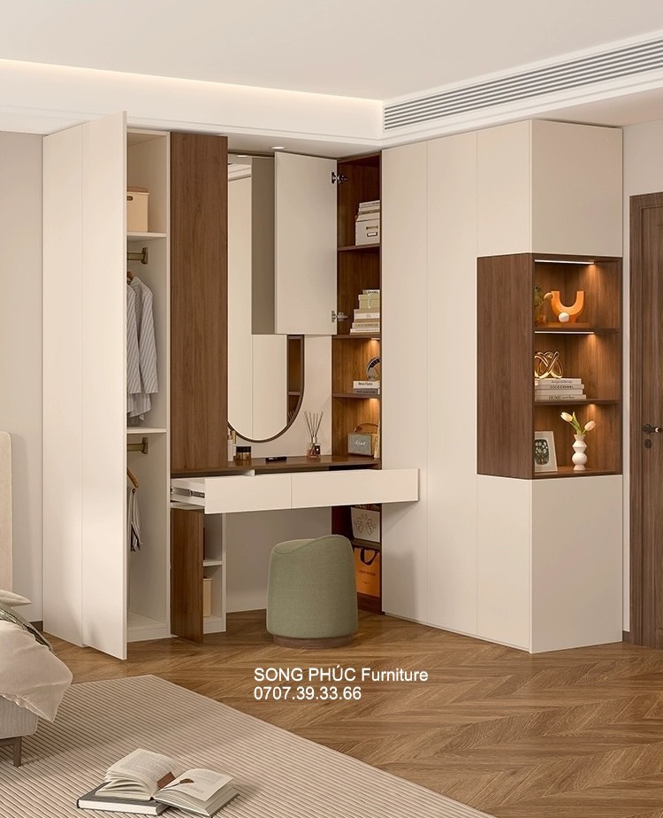 Tủ Áo Kết Hợp Bàn Trang Điểm Đẹp, Hiện Đại SP-601