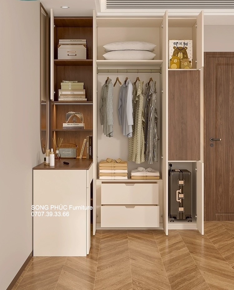 Tủ Áo Kết Hợp Bàn Trang Điểm Đẹp, Hiện Đại SP-601