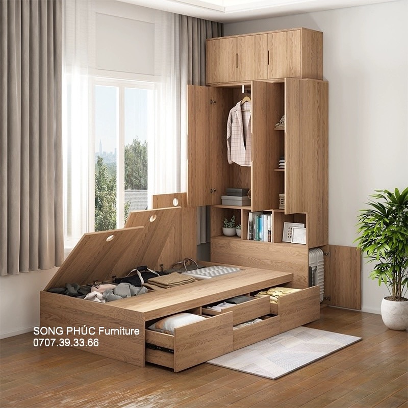 Giường Ngủ Kết Hợp Tủ Quần Áo Đẹp, Gía Rẻ SP-602
