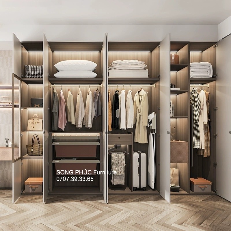 Tủ Quần Áo Kết Hợp Bàn Trang Điểm Gỗ Mdf Sang Trọng, Hiện Đại SP-603