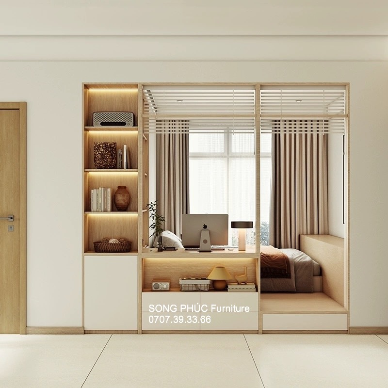 Giường Ngủ Kết Hợp Tủ Áo và Bàn Làm Việc Giá Rẻ SP-606 