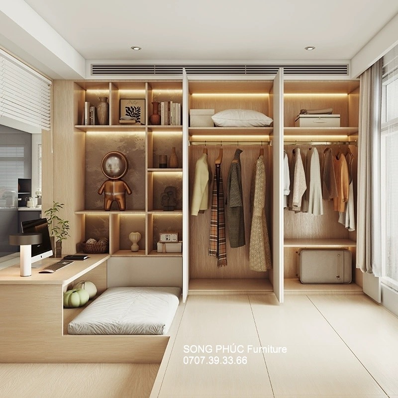 Giường Ngủ Kết Hợp Tủ Áo và Bàn Làm Việc Giá Rẻ SP-606 