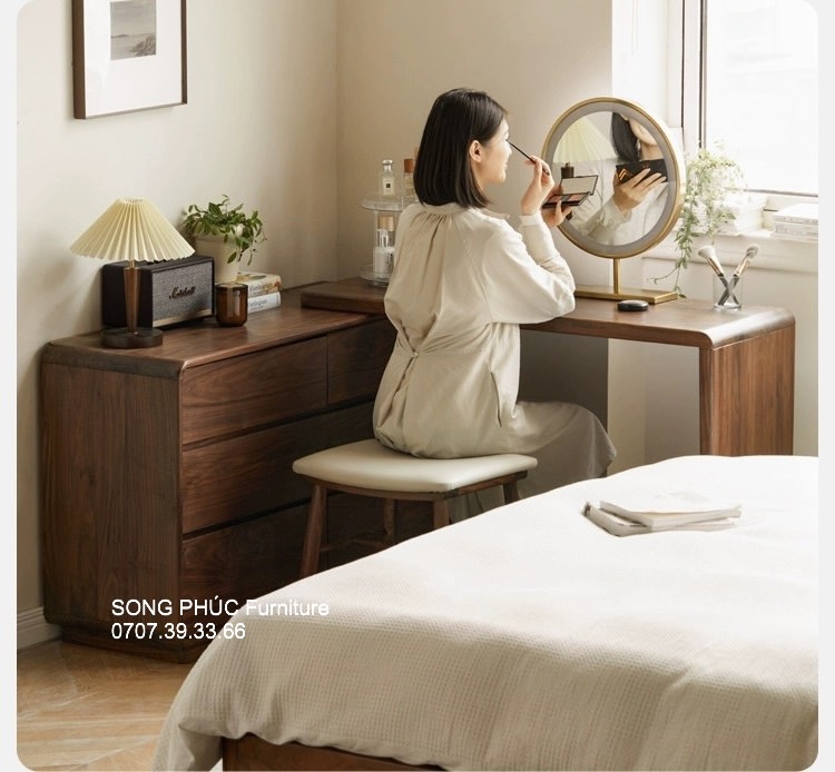 Bàn Trang Điểm Kết Hợp Bàn Làm Việc Gỗ Sồi Tự Nhiên SP-805