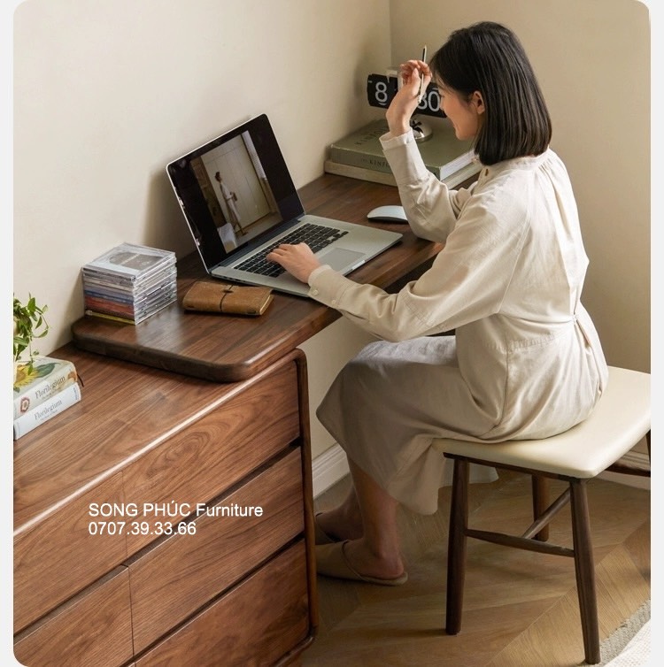 Bàn Trang Điểm Kết Hợp Bàn Làm Việc Gỗ Sồi Tự Nhiên SP-805