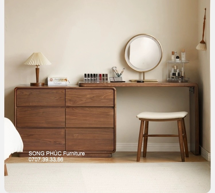 Bàn Trang Điểm Kết Hợp Bàn Làm Việc Gỗ Sồi Tự Nhiên SP-805