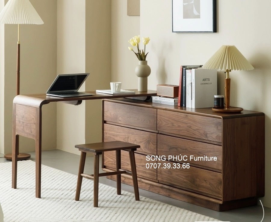 Bàn Trang Điểm Kết Hợp Bàn Làm Việc Gỗ Sồi Tự Nhiên SP-805