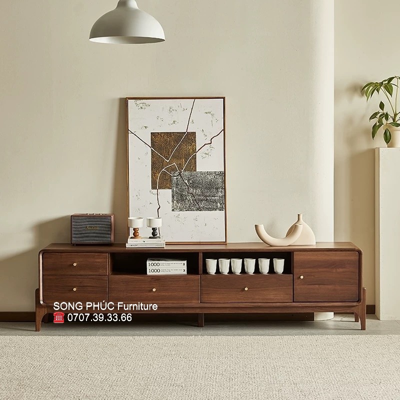 Bộ Kệ Tivi Và Bàn Trà Gỗ Tự Nhiên Hiện Đại SP-905