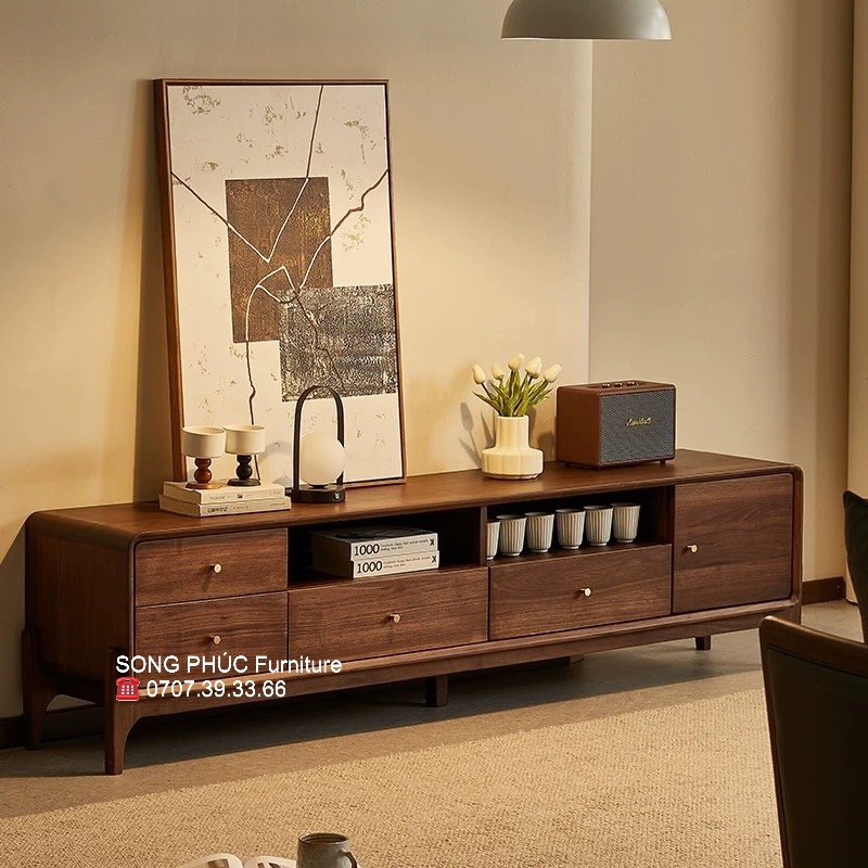 Bộ Kệ Tivi Và Bàn Trà Gỗ Tự Nhiên Hiện Đại SP-905