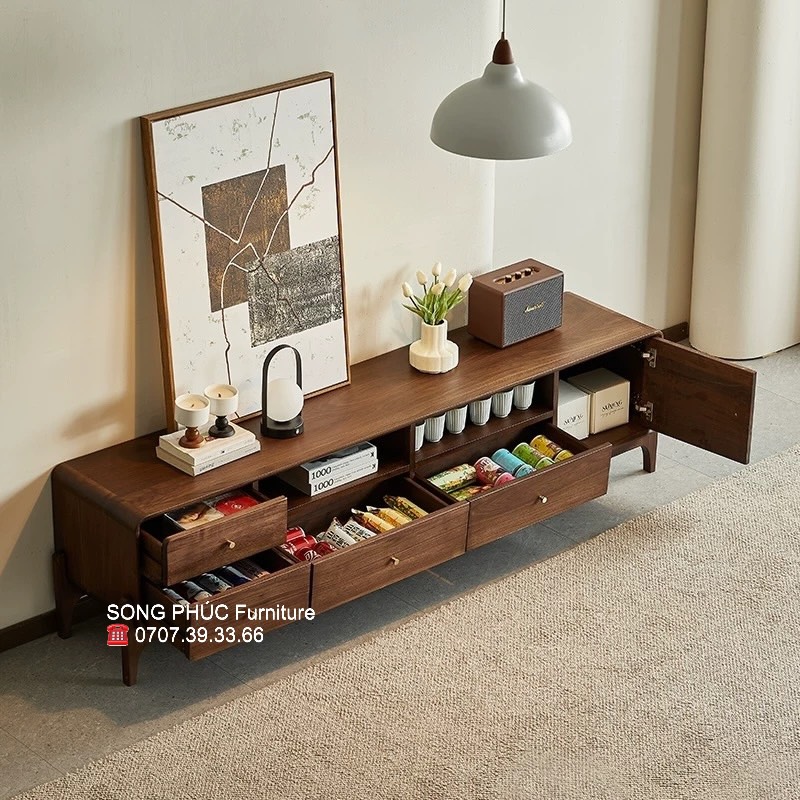 Bộ Kệ Tivi Và Bàn Trà Gỗ Tự Nhiên Hiện Đại SP-905
