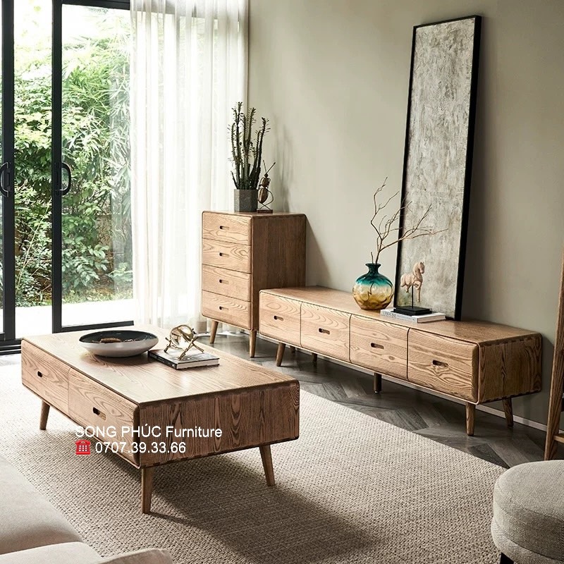 Mẫu Kệ Tivi Phòng Khách Gỗ Tự Nhiên Đẹp SP-902