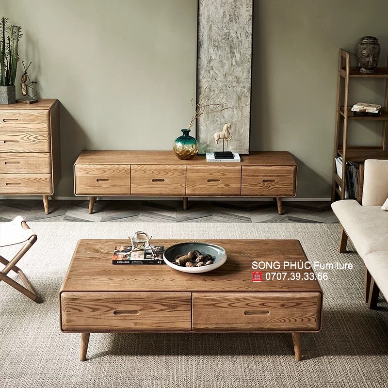 Mẫu Kệ Tivi Phòng Khách Gỗ Tự Nhiên Đẹp SP-902