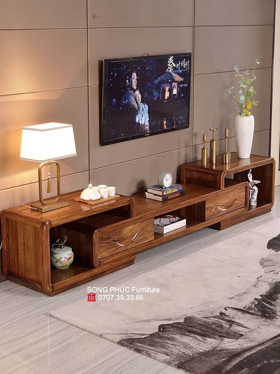 Mẫu Kệ Tivi Phòng Khách Gỗ Tự Nhiên Giá Rẻ SP-915