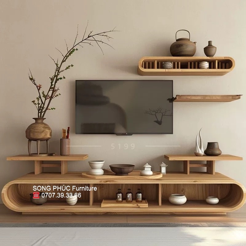 Mẫu Kệ Tivi Phòng Khách Gỗ Tự Nhiên SP-912