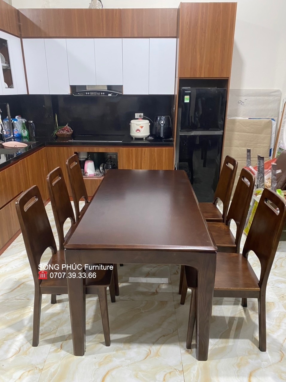 Bàn Ăn Gỗ 6 Ghế Đơn Giản, Giá Rẻ SP-501