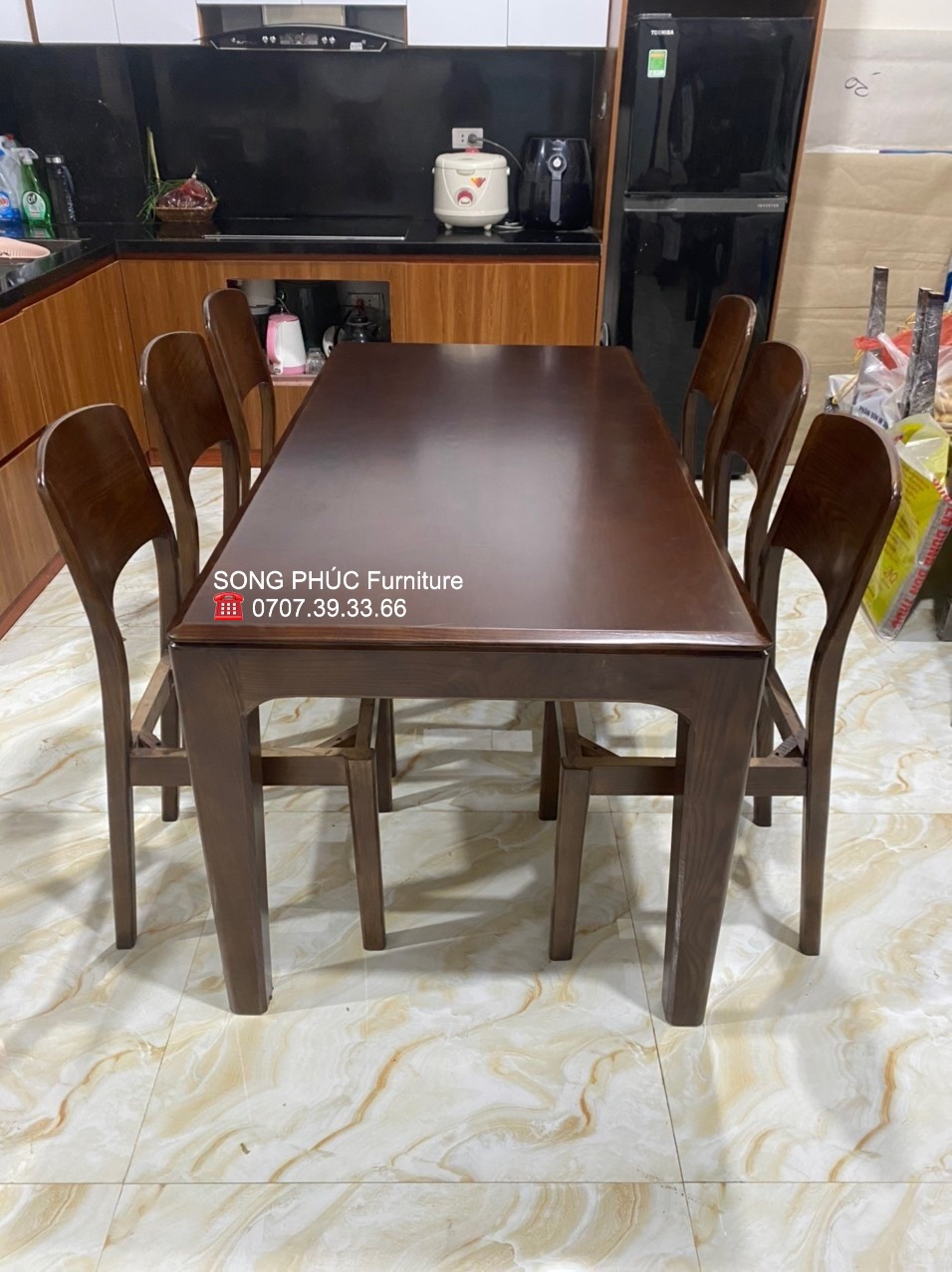 Bàn Ăn Gỗ 6 Ghế Đơn Giản, Giá Rẻ SP-501