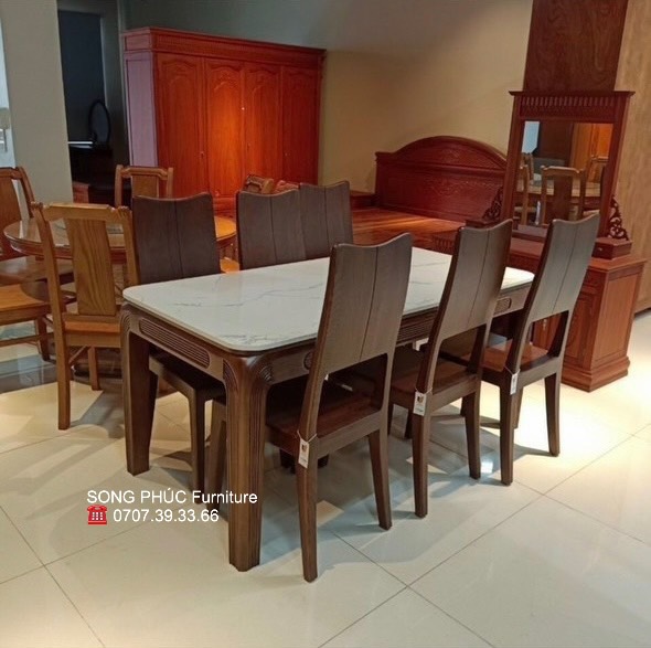 Bàn Ăn Gỗ 6 Ghế Đơn Giản, Giá Rẻ SP-501