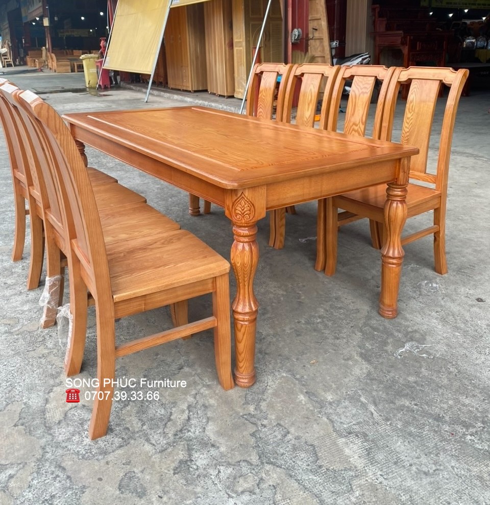Bàn Ăn Gỗ Tự Nhiên 8 Ghế Đẹp Sang Trọng SP-503