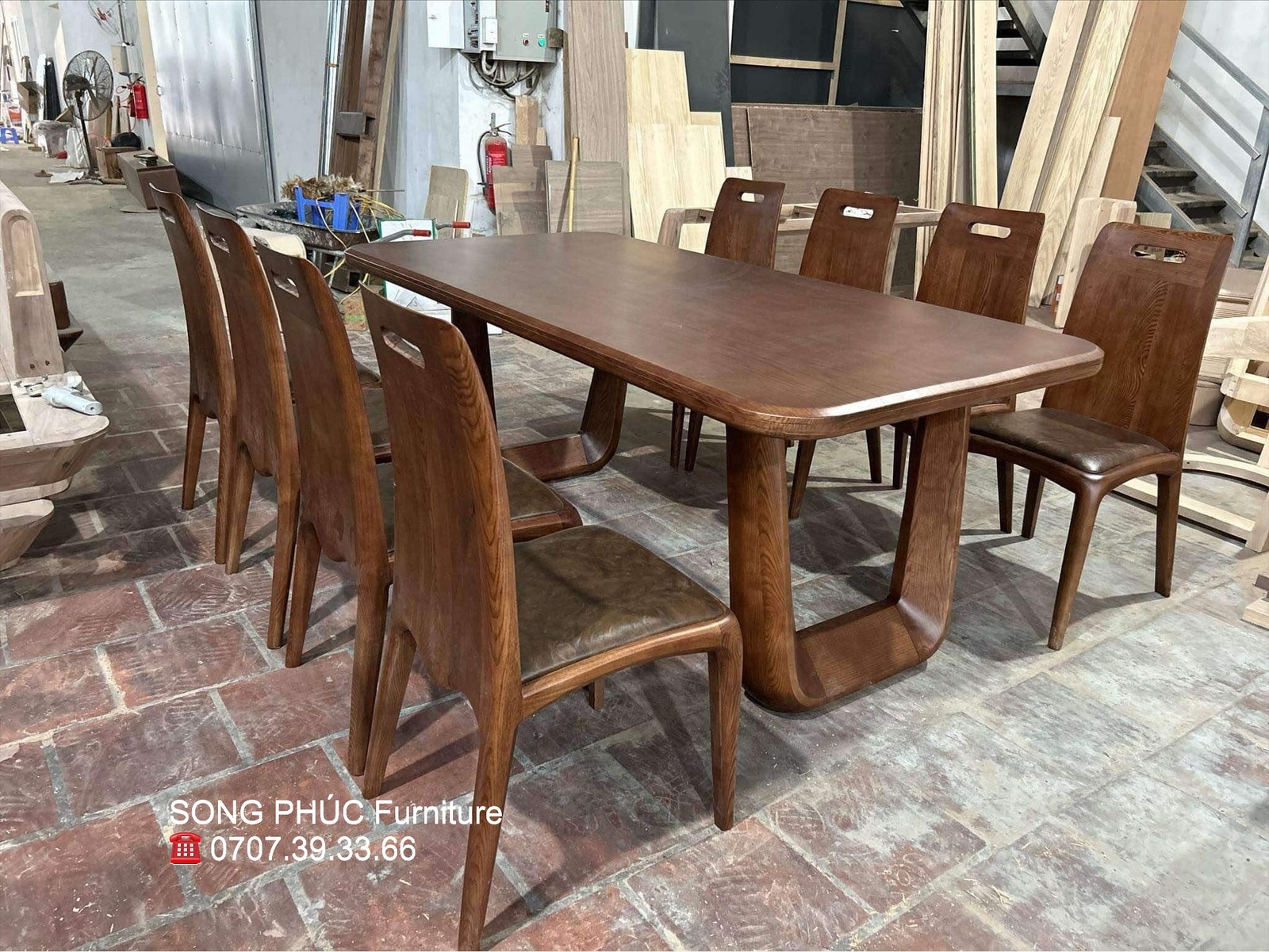 Bộ Bàn Ăn Gỗ Màu Óc Chó Đẹp, Hiện Đại SP-506