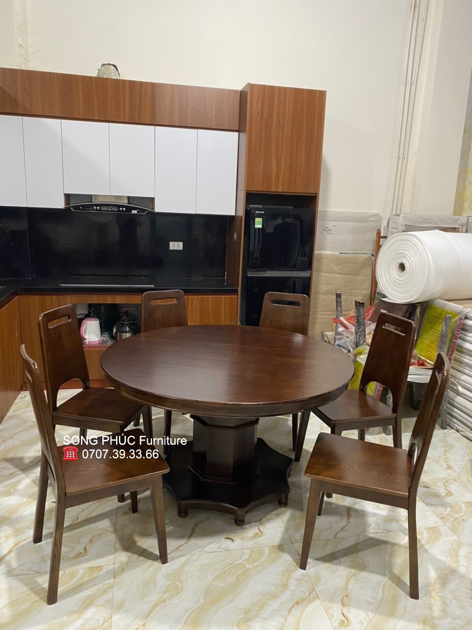 Bộ Bàn Ăn Gỗ Tròn Hiện Đại SP-507