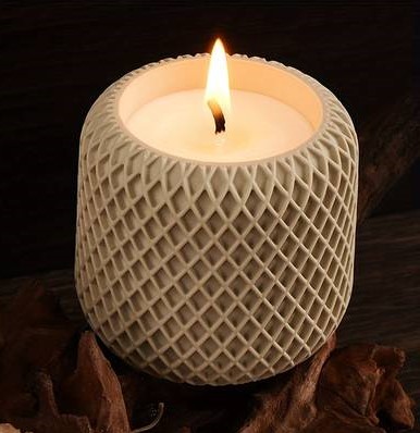Handmade concrete mesh irregular candle cup and candle 