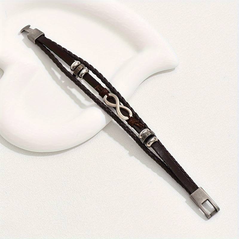 Western style retro creative infinity symbol  bracelet, PU leather 