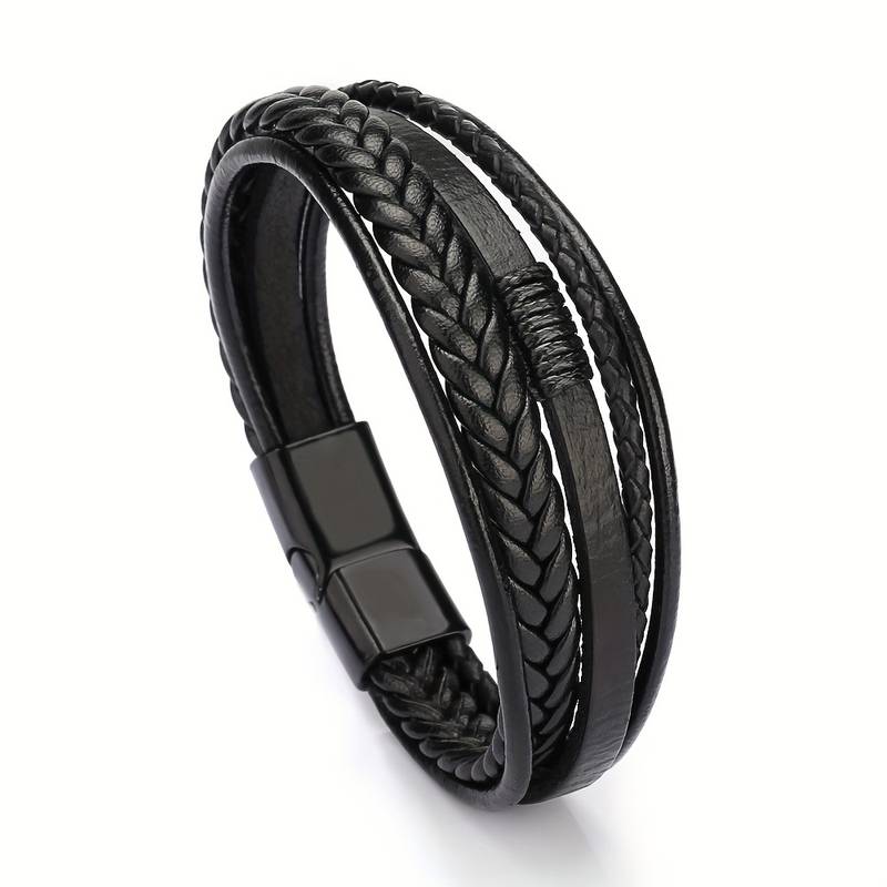 Fashionable leather rope hand-woven men's bracelet.