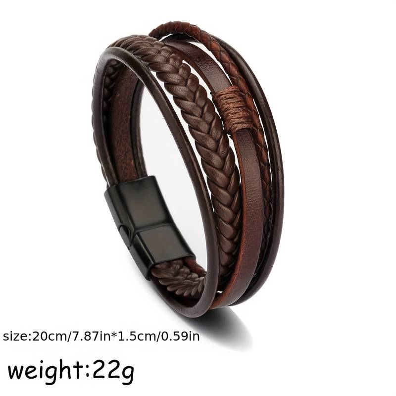 Fashionable leather rope hand-woven men's bracelet.