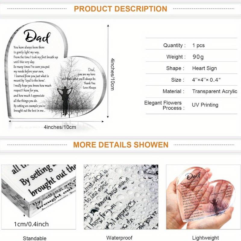 Father's Day Gift For Dad Acrylic Heart Sign