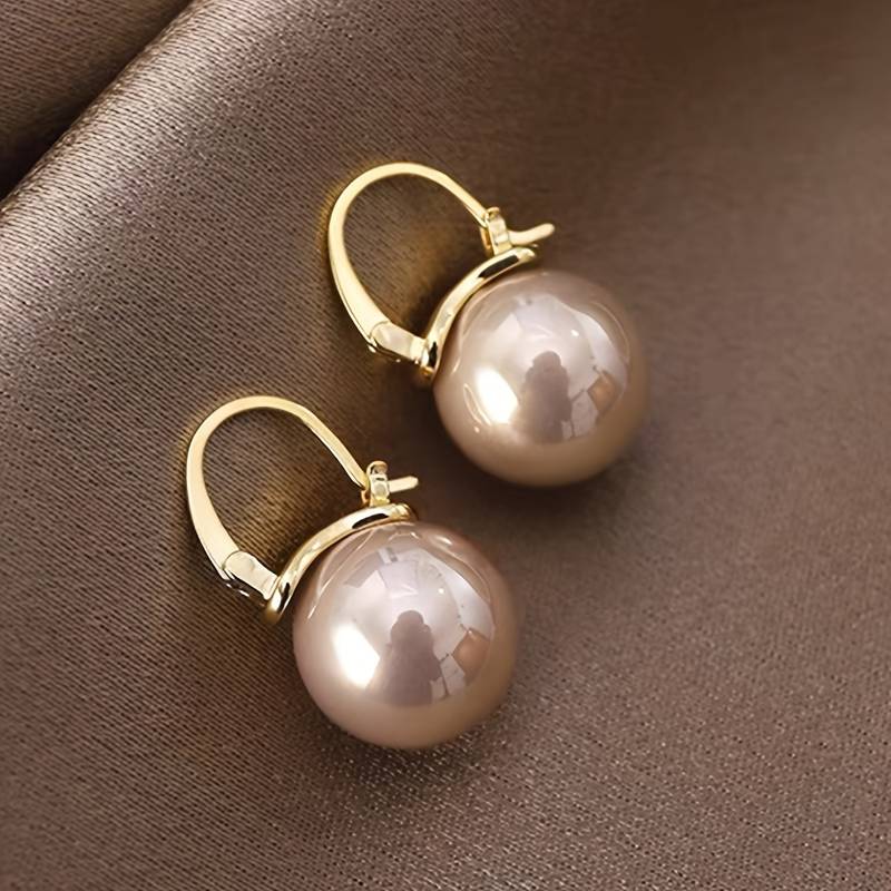 Pretty imitation pearl pendant hoop earrings