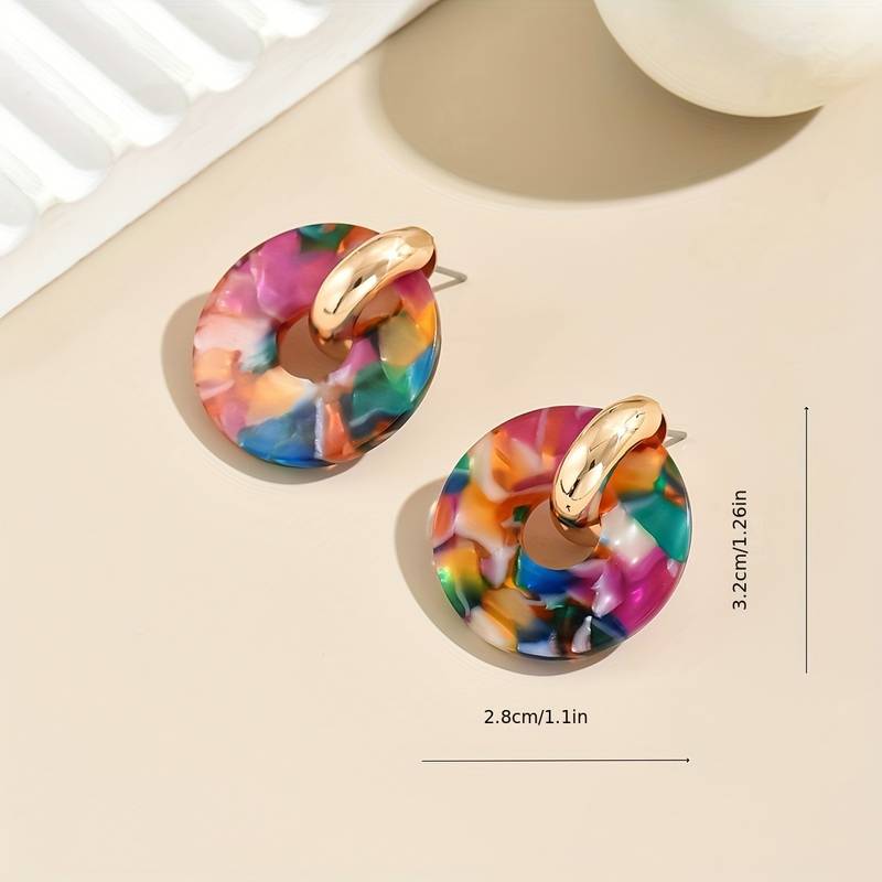 Vibrant coloured round acetate drops  earrings