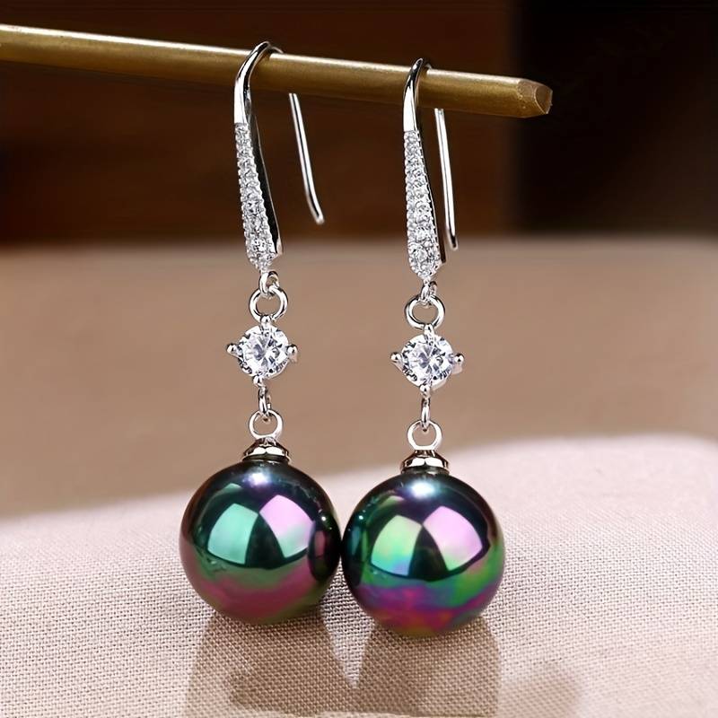  Timeless Elegance Faux pearl and shining rhinestone drop earrings