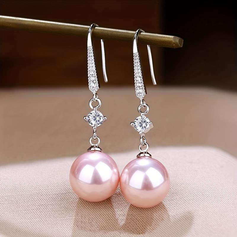  Timeless Elegance Faux pearl and shining rhinestone drop earrings
