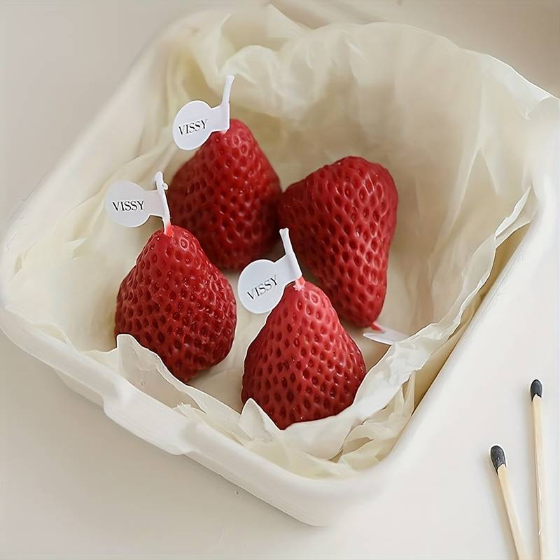  Delightful 4-Pack Of Strawberry-Shaped Scented Candles