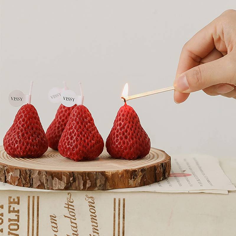  Delightful 4-Pack Of Strawberry-Shaped Scented Candles