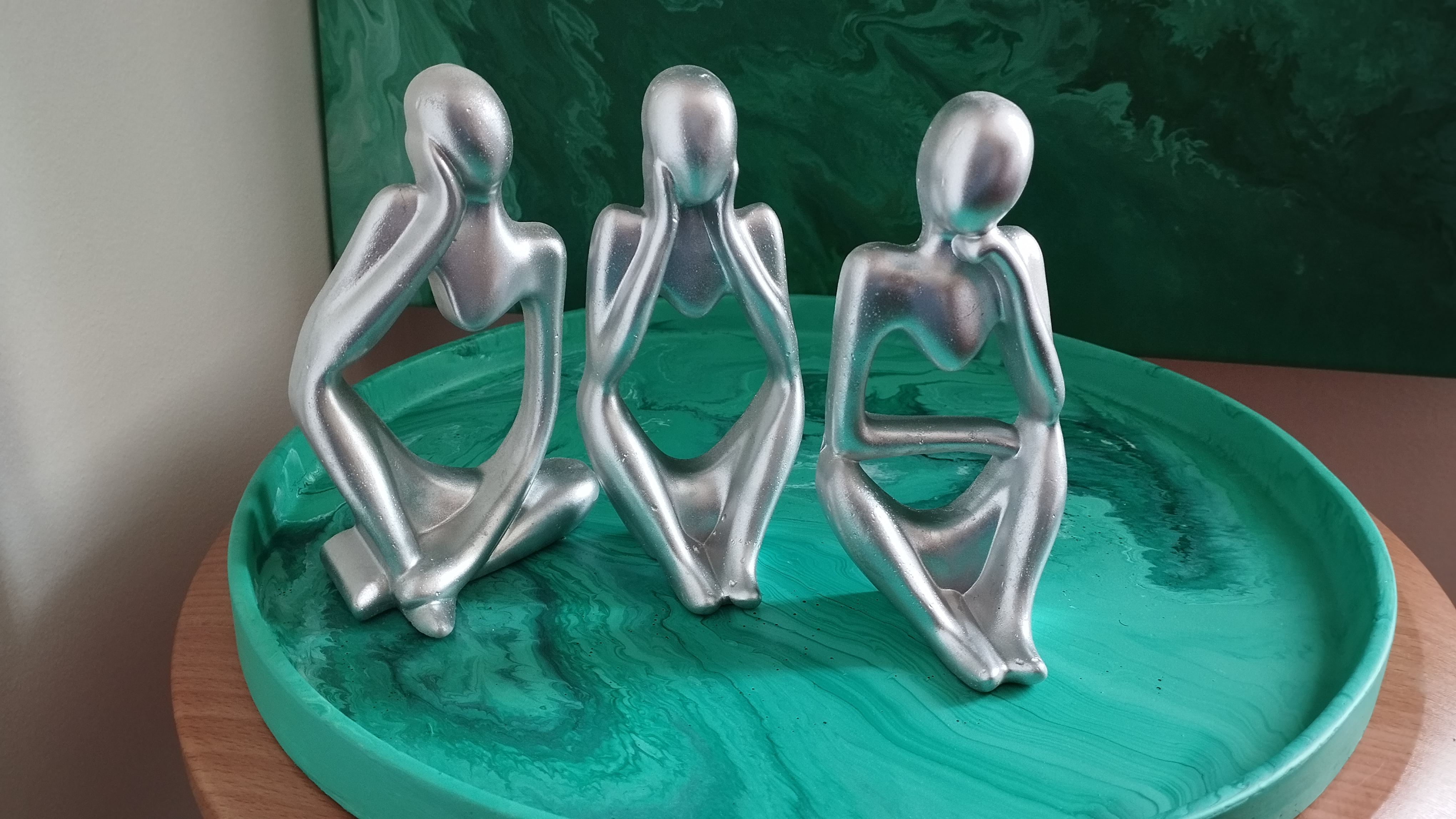 Hand made Thinker Figurines, self ornaments 3pcs set