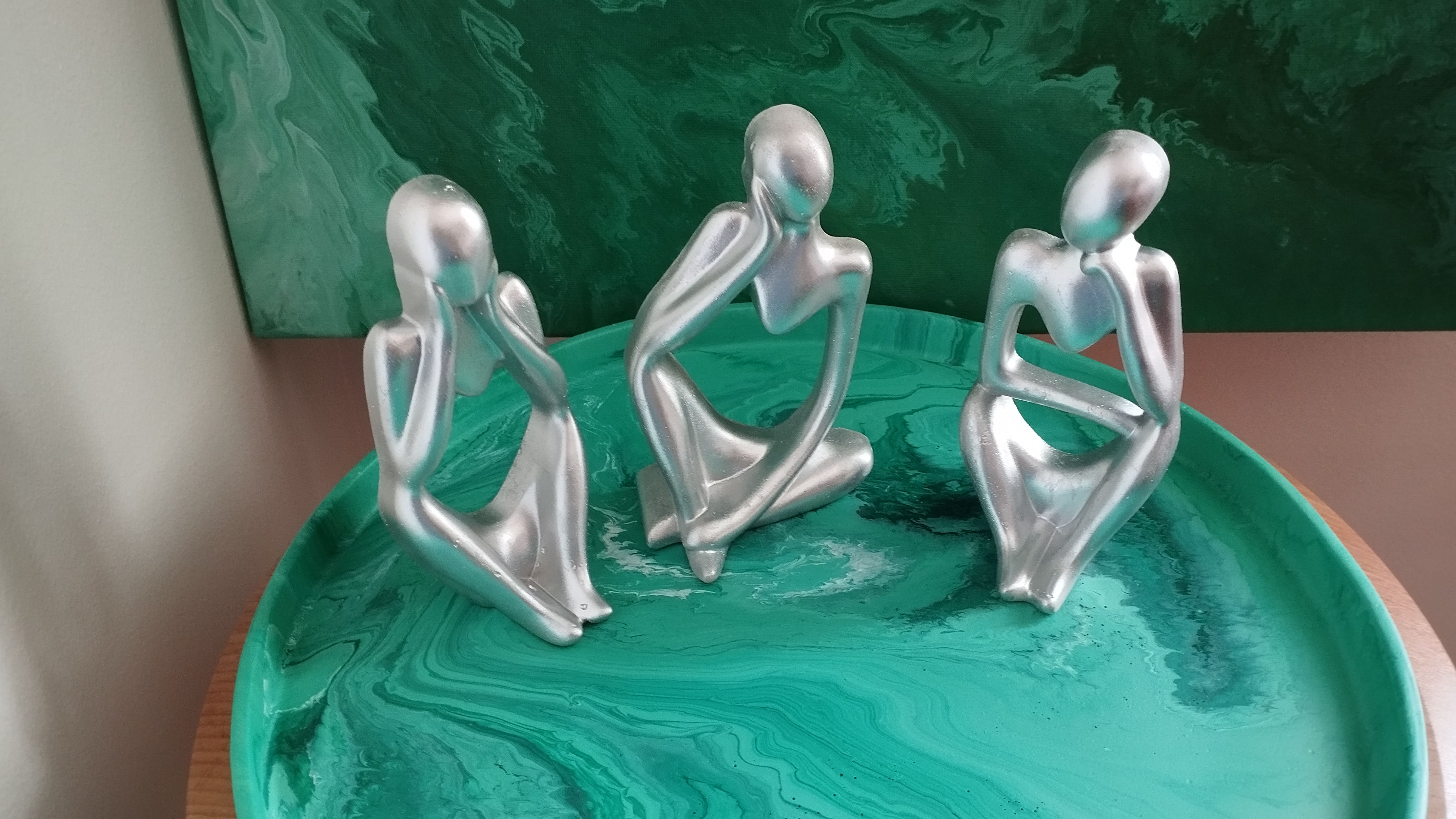 Hand made Thinker Figurines, self ornaments 3pcs set