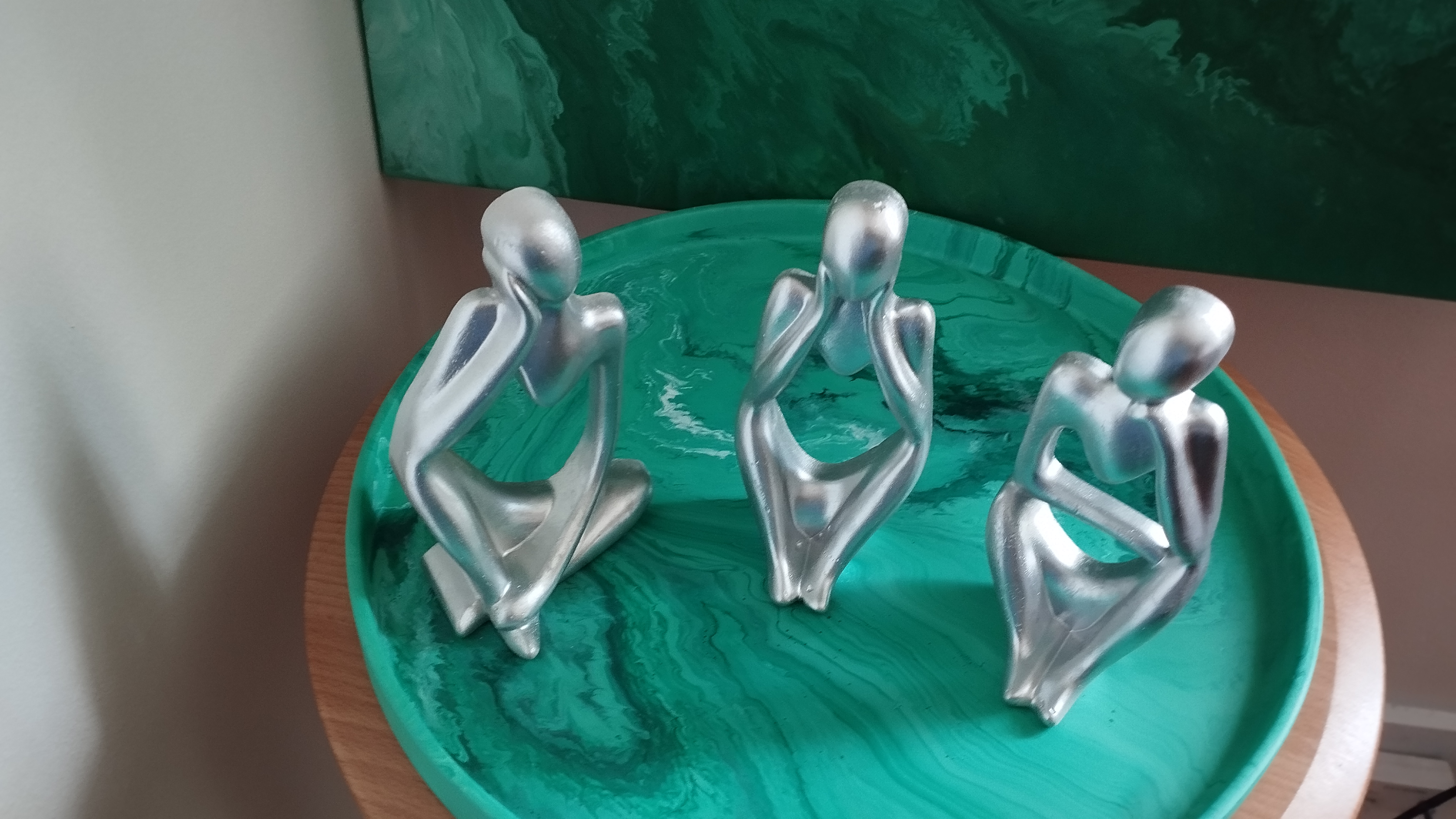 Hand made Thinker Figurines, self ornaments 3pcs set