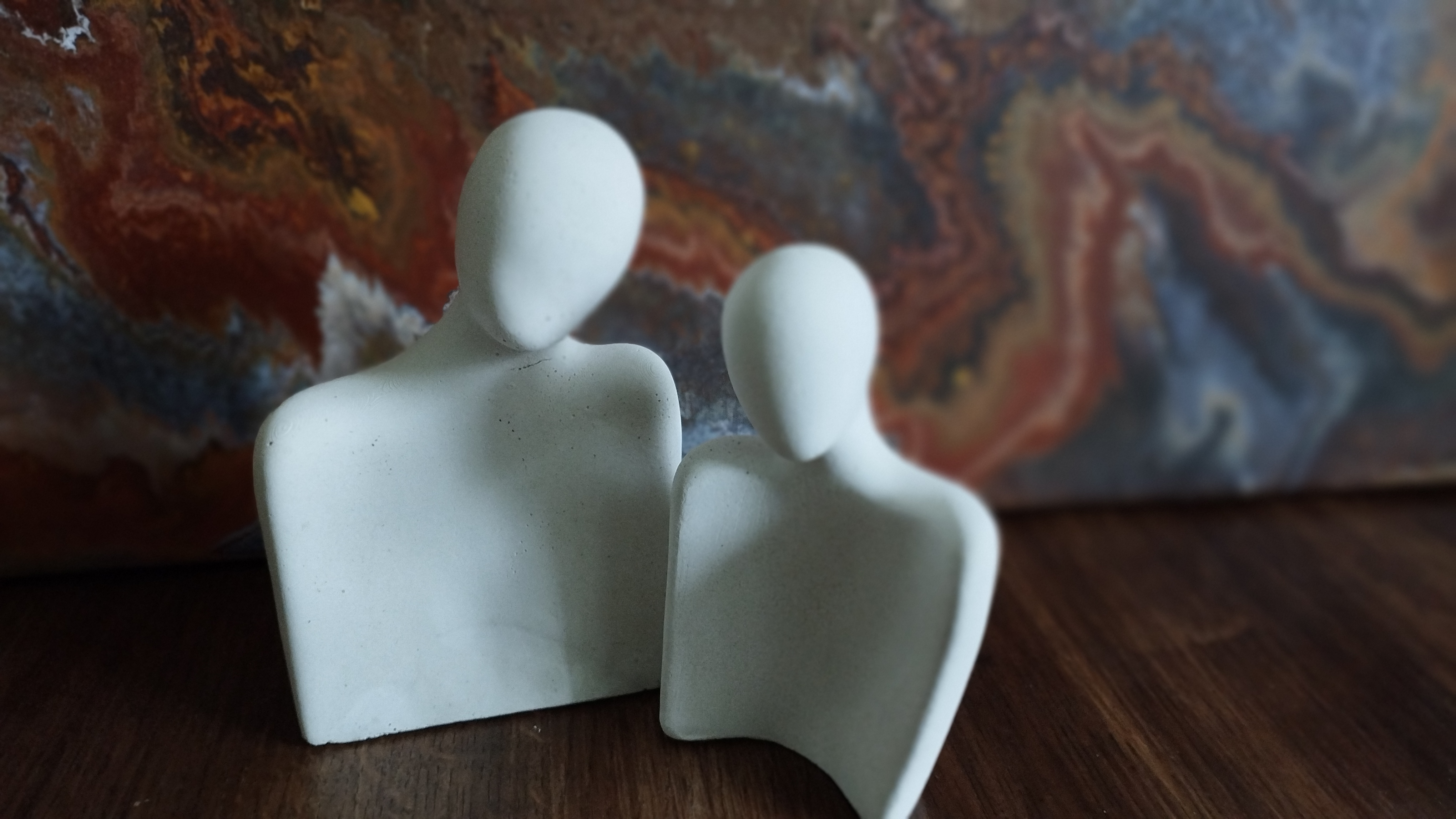 Handmade concrete silhouette couple figurines, ornaments, coffee table decor, shelf decor